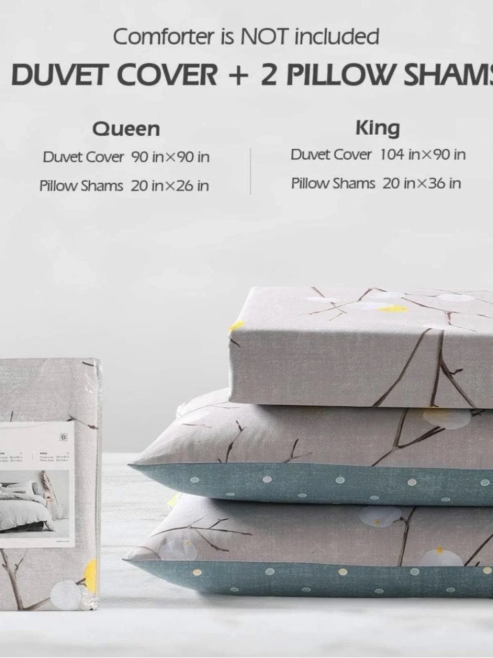Sleepbella Queen sized Gray & Teal Floral Cotton Duvet set 600 thread count NEW